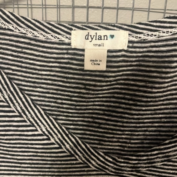 Dylan Women's Black and White Striped Short Sleeve Tee - Picture 2 of 4